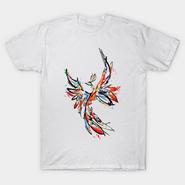 Abstract Flying Phoenix T-Shirt by DezinerFiles